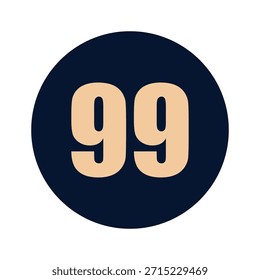 a number 99 on a blue background icon vector design