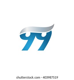 number 99 swoosh design template logo blue gray