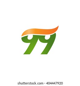 number 99 swoosh design template logo green orange