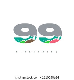 Number 99 vector font alphabet colorful map design symbol logo
