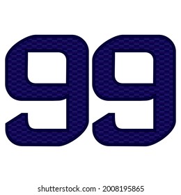 Number 99 Vector Illustration. Blue Number Ninety Nine With Abstract Pattern Isolated On A White Background
