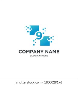 el número 99.9 en azul de gradación para el diseño del icono del logotipo. Ilustración vectorial de la tecnología.