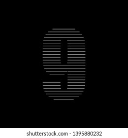 Number abstract currency element. Logotype design. Linear sign on black background. EPS 10