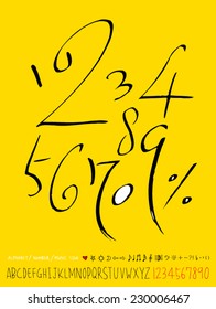 number and alphabet - hand drawn in vector
