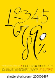 number and alphabet - hand drawn in vector