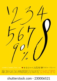 number and alphabet - hand drawn in vector