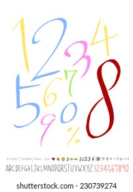 number and alphabet - hand drawn in vector