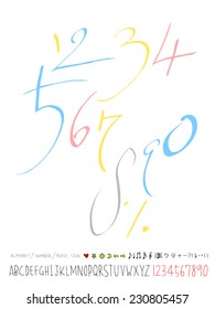 number and alphabet - hand drawn in vector