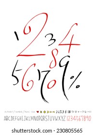 number and alphabet - hand drawn in vector