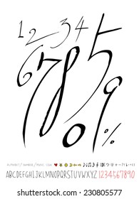 number and alphabet - hand drawn in vector