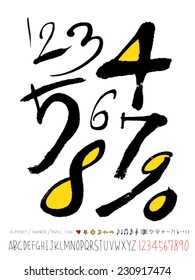 number and alphabet - hand drawn in vector