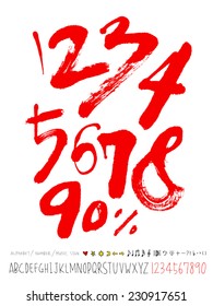 number and alphabet - hand drawn in vector
