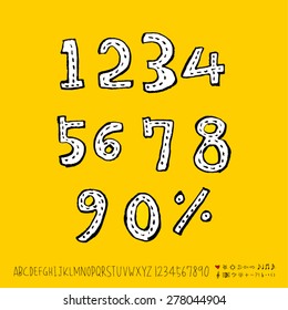 number and alphabet / Handwritten number - vector
