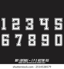 Number alphabet set, classic american, college style font. Uniform letter in black with a black outside contour line. Vintage sport font.For jersey, t-shirt, basketball, baseball, football. vector