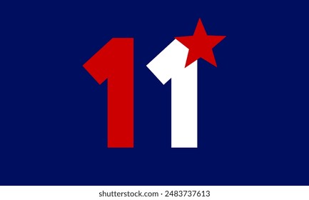 Number America Theme Flag Blue Red Star