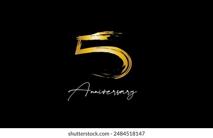 Number Anniversary Handwriting Gold Abstract Logo