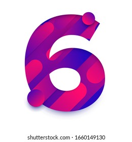 Number arabic 6 (six). typeface in abstract gradient background. Vector Illustrate.