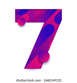 Number arabic 7 (seven). typeface in abstract gradient background. Vector Illustrate.