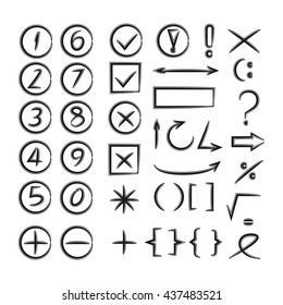 number, arrows and math signs