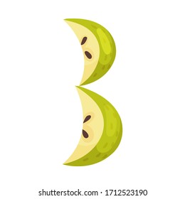 Number Arrranged From Apple Fruit Isolated on White Background Vector Illustration
