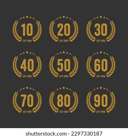 Number badges, year badges, vector symbols, est icon, creative designer borders
