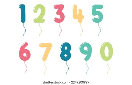 Number Balloons vector. Icon design illustration