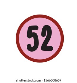 number, black word, pink background.
