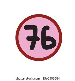 number, black word, pink background.