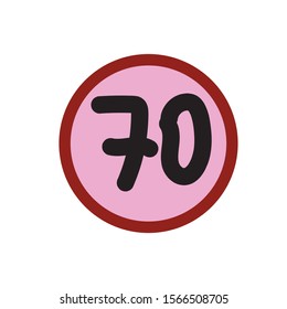 number, black word, pink background.