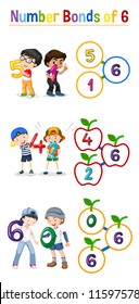 Number bonds of six illustration