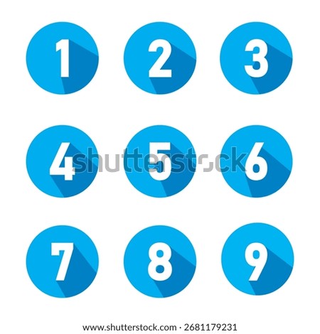 Number bullet point 0 to 9 vector set in multi color in eps 10.