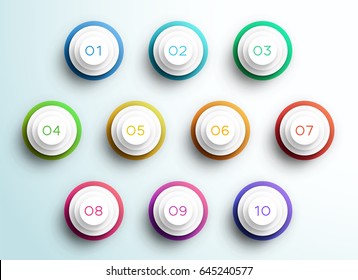 Number Bullet Point 3d Pyramid Circles 1 to 10 B