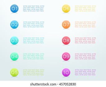 Number Bullet Point Circles 1 to 10