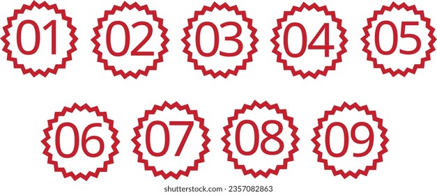 number bullet point colored markers. 01-09
numbers vector illustration 
