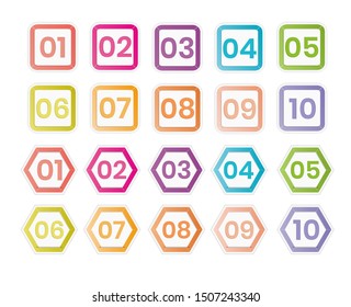 Number Bullet Point Colorful 3d Markers 1 to 10 Vector