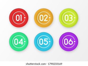 Number bullet point colorful 3d Markers isolated on white background. Bullet marker icon with number 1 to 12 for infographic, presentation. Sticky point gradient color. Vector illustration, eps 10.