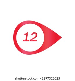 Number Bullet Point Colorful Markers 1 to 12 Vector illustration