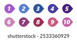 Number bullet point design element set. List numbers for infographics - simple colorful modern graphic design.