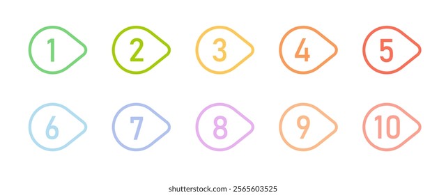 Number bullet point design element set. List numbers for infographics - simple colorful modern graphic design.