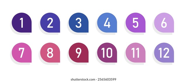 Number bullet point design element set. List numbers for infographics - simple colorful modern graphic design.