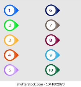Number bullet point markers 1 to 10, vector illustration eps10