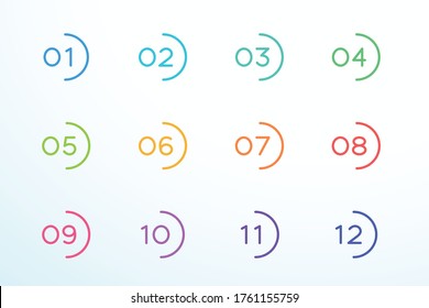 Number Bullet Point Round Outline Set 1 To 12