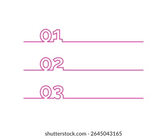 Number bullet point. Simple design elements. Colorful vector illustration