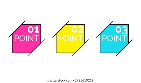 Number bullet point. Simple design elements. Colorful vector illustration