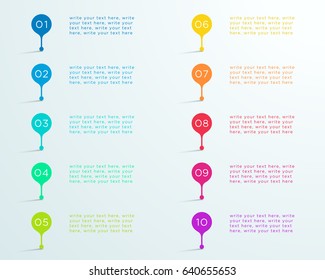 Number Bullet Points 1 to 10 Vector Infographic