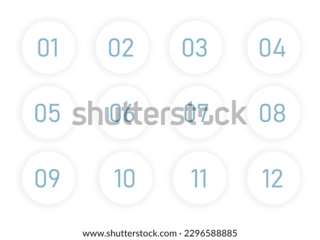 Number bullet points. Circle pins with number 1 to 12 color object vector illustrator.
