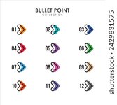 Number bullet points collection vector design