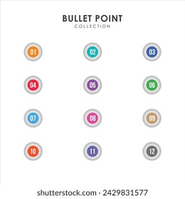 Number bullet points collection vector design