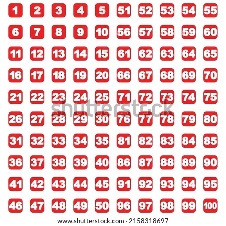 Number Bullet Points Flat Circles 1 to 100