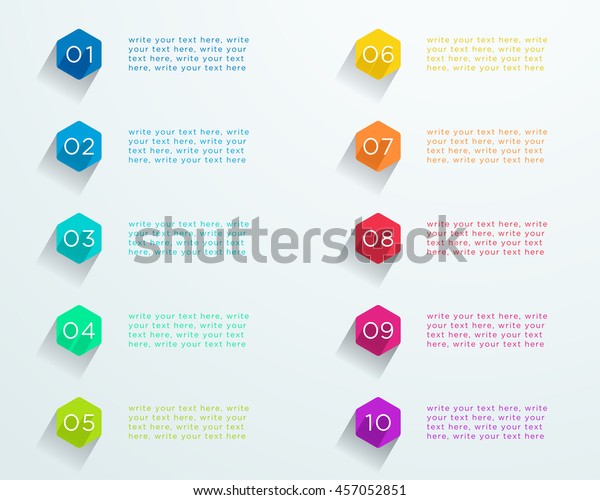 Number Bullet Points Flat Hexagons 1 Stock Vector Royalty Free 457052851